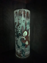 Load image into Gallery viewer, 20 oz Graphic Glow in the Dark Tumbler-  Stitch in love
