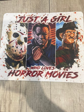 Load image into Gallery viewer, Graphic Mouse Pad- Just A Girl Who Loves Horror Movies
