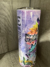 Load image into Gallery viewer, 20 oz Graphic Tumbler- Bible Cross Emergency Numbers
