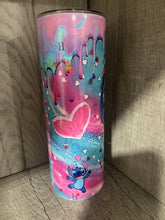 Load image into Gallery viewer, 20 oz Graphic Glow in the Dark Tumbler-  Stitch in love
