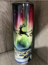 Load image into Gallery viewer, 20 oz Graphic Glow in the Dark Tumbler-  Santa Sleigh Christmas
