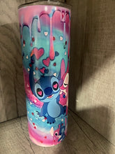 Load image into Gallery viewer, 20 oz Graphic Glow in the Dark Tumbler-  Stitch in love
