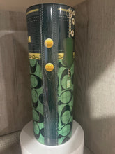Load image into Gallery viewer, 20 oz Graphic Tumbler- Green Coach with Gold Detailing
