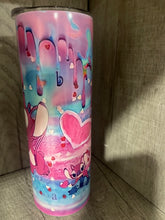 Load image into Gallery viewer, 20 oz Graphic Glow in the Dark Tumbler-  Stitch in love
