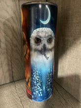Load image into Gallery viewer, 20 oz Graphic Glow in the Dark Tumbler-  Owls with keys
