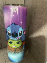 Load image into Gallery viewer, 20 oz Graphic Tumbler- Stitch baby Yoda
