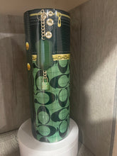 Load image into Gallery viewer, 20 oz Graphic Tumbler- Green Coach with Gold Detailing
