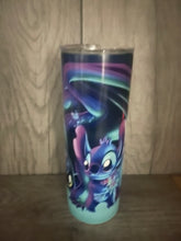 Load image into Gallery viewer, 20 oz Graphic Glow in the Dark Tumbler-  Dragon and Stitch
