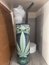 Load image into Gallery viewer, 20 oz Graphic Cold Smoke Hookah (Bong)- 3D Pot Leaf Green
