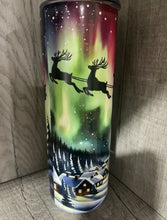 Load image into Gallery viewer, 20 oz Graphic Glow in the Dark Tumbler-  Santa Sleigh Christmas
