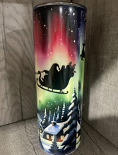 Load image into Gallery viewer, 20 oz Graphic Glow in the Dark Tumbler-  Santa Sleigh Christmas
