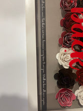 Load image into Gallery viewer, Handmade Flower shadow box- Love you to the moon and back- black red and white
