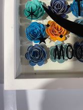 Load image into Gallery viewer, Handmade Flower shadow box- Love you to the moon and back- blues and yellows
