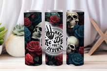 Load image into Gallery viewer, 20 oz Graphic Tumbler- Sarcasm Funny skull Rose 24
