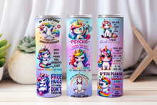 Load image into Gallery viewer, 20 oz Graphic Tumbler- Sarcasm Funny unicorn 46
