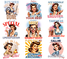 Load image into Gallery viewer, 20 oz Graphic Tumbler- Sarcasm Funny Pinup Girl 50
