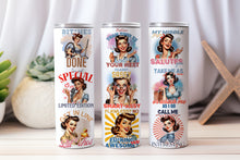 Load image into Gallery viewer, 20 oz Graphic Tumbler- Sarcasm Funny Pinup Girl 50
