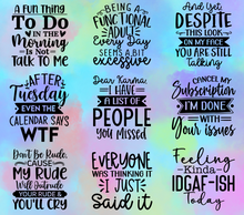 Load image into Gallery viewer, 20 oz Graphic Tumbler- Sarcasm Funny Phrases 52
