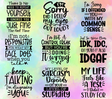 Load image into Gallery viewer, 20 oz Graphic Tumbler- Sarcasm Funny phrases 53
