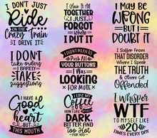 Load image into Gallery viewer, 20 oz Graphic Tumbler- Sarcasm Funny phrases 54
