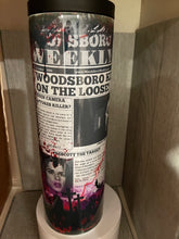 Load image into Gallery viewer, 30oz Skinny tumbler with Dual Lids- Scary Movie, Halloween, Scream
