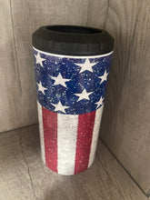 Load image into Gallery viewer, Can Cooler- 4 in 1- Graphic Tumbler- American Flag Stars and Stripes
