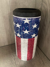 Load image into Gallery viewer, Can Cooler- 4 in 1- Graphic Tumbler- American Flag Stars and Stripes
