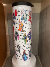 Load image into Gallery viewer, 30oz Skinny tumbler with Dual Lids- Stitch Scary Movie, Halloween, Scream

