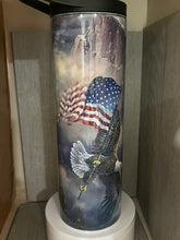 Load image into Gallery viewer, 30oz Skinny tumbler with Dual Lids- American Flag Eagle
