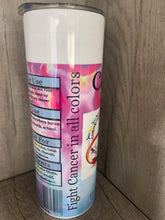 Load image into Gallery viewer, 20 oz Graphic Tumbler- Cancer be Gone Rainbow
