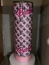 Load image into Gallery viewer, 20oz Skinny tumbler- Bluetooth speaker- Barbie Puffy Look
