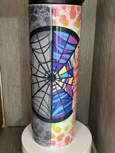 Load image into Gallery viewer, 20oz Skinny tumbler with Dual Lids- Wednesday Black and rainbow
