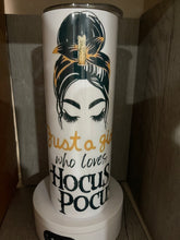 Load image into Gallery viewer, 20 oz Graphic Tumbler- A girl who loves hocus pocus
