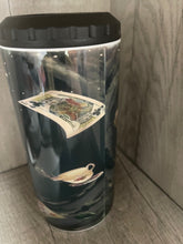 Load image into Gallery viewer, Can Cooler- 4 in 1- Cheshire Cat/ teacups cards

