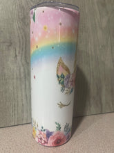 Load image into Gallery viewer, Graphic 20 oz Tumbler- Unicorn Rainbows and Flowers
