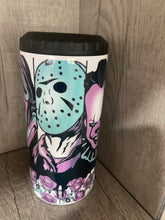 Load image into Gallery viewer, Can Cooler- 4 in 1- Graphic Tumbler- Cute Horror Chuckie, Clowns, Scream, Scary Movies
