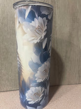 Load image into Gallery viewer, Graphic 20 oz Tumbler- Snowy Owl* Blue and White Flowers
