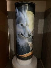 Load image into Gallery viewer, 20oz Skinny tumbler- Bluetooth speaker- Wolves howling at the moon
