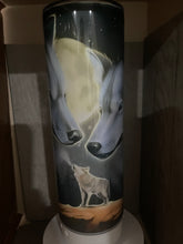 Load image into Gallery viewer, 20oz Skinny tumbler- Bluetooth speaker- Wolves howling at the moon

