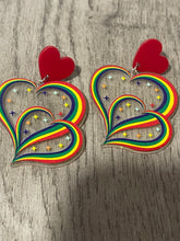 Load image into Gallery viewer, Earrings- Rainbow Heart Acrylic Post Back
