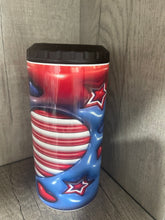 Load image into Gallery viewer, Can Cooler- 4 in 1- Graphic Tumbler- American Flag- Stars Stripes and Hearts
