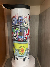 Load image into Gallery viewer, 30oz Skinny tumbler with Dual Lids- Stitch Scary Movie, Halloween, Scream
