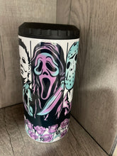Load image into Gallery viewer, Can Cooler- 4 in 1- Graphic Tumbler- Cute Horror Chuckie, Clowns, Scream, Scary Movies
