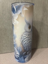 Load image into Gallery viewer, Graphic 20 oz Tumbler- Snowy Owl* Blue and White Flowers
