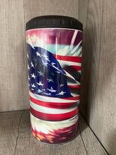 Load image into Gallery viewer, Can Cooler- 4 in 1- Graphic Tumbler- American Flag- Fireworks
