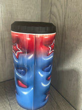 Load image into Gallery viewer, Can Cooler- 4 in 1- Graphic Tumbler- American Flag- Stars Stripes and Hearts
