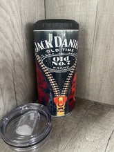 Load image into Gallery viewer, Can Cooler- 4 in 1- Graphic Tumbler- Jack and Coke. Zipper
